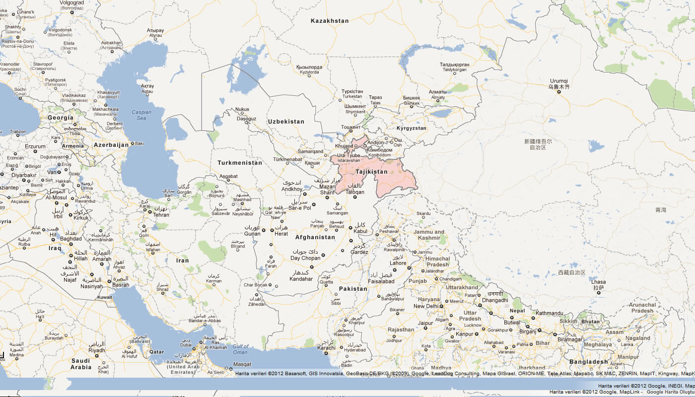 map of tajikistan asia